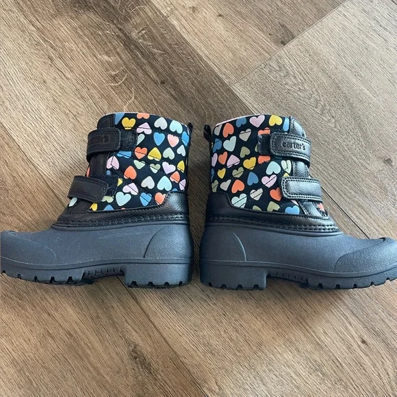 Heart Pattern Toddler Snow Boots Size 9T - Picture 3 of 6